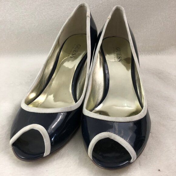 Sandal Black Open Toe Patent Leather - GUESS Women's Shoe Open Toe Size 9M - Picture 3 of 9